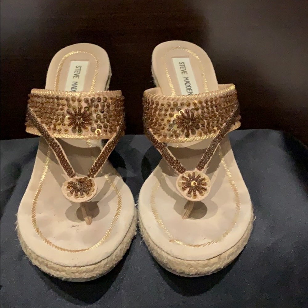Steve Madden Bronze Thong Espadrilles Sandals